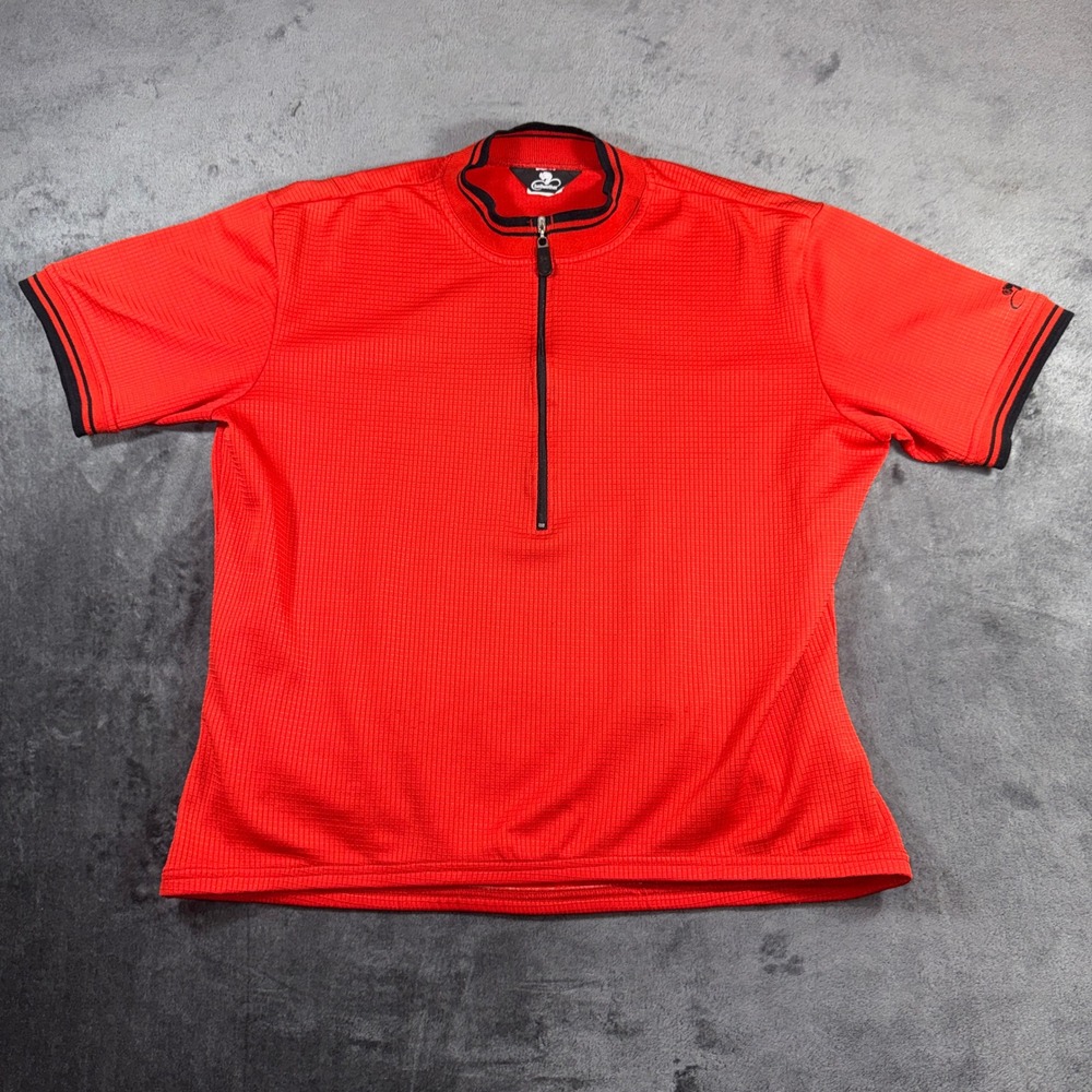 Bellwether Mens XL Cycling Jersey Red Waffle Knit Quarter Zip Short Sleeve 15171